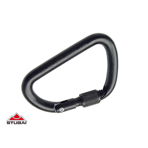 Stubai Asym. D-Form Steel Karab., Galvanized, Black